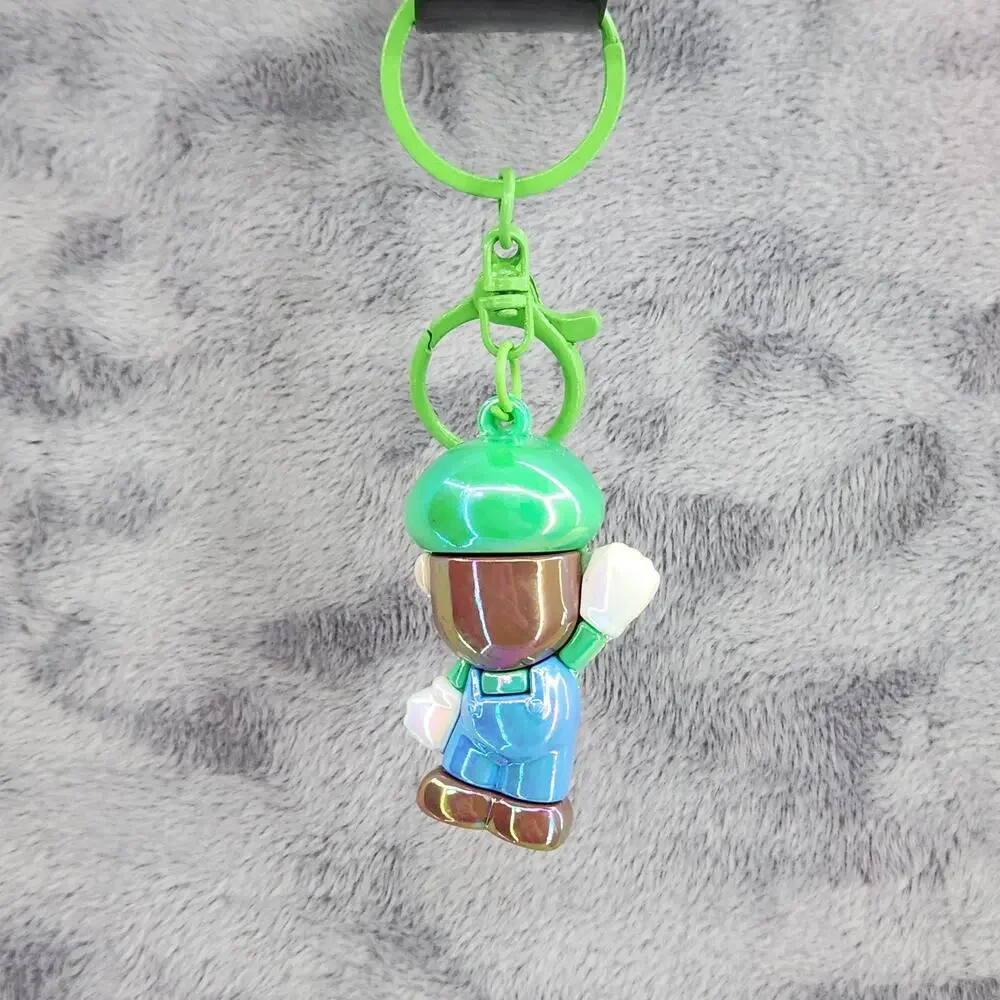 *NEW* Mario! Super Mario 3D Figure Keychain Bag Charm Iridescent Green & Blue